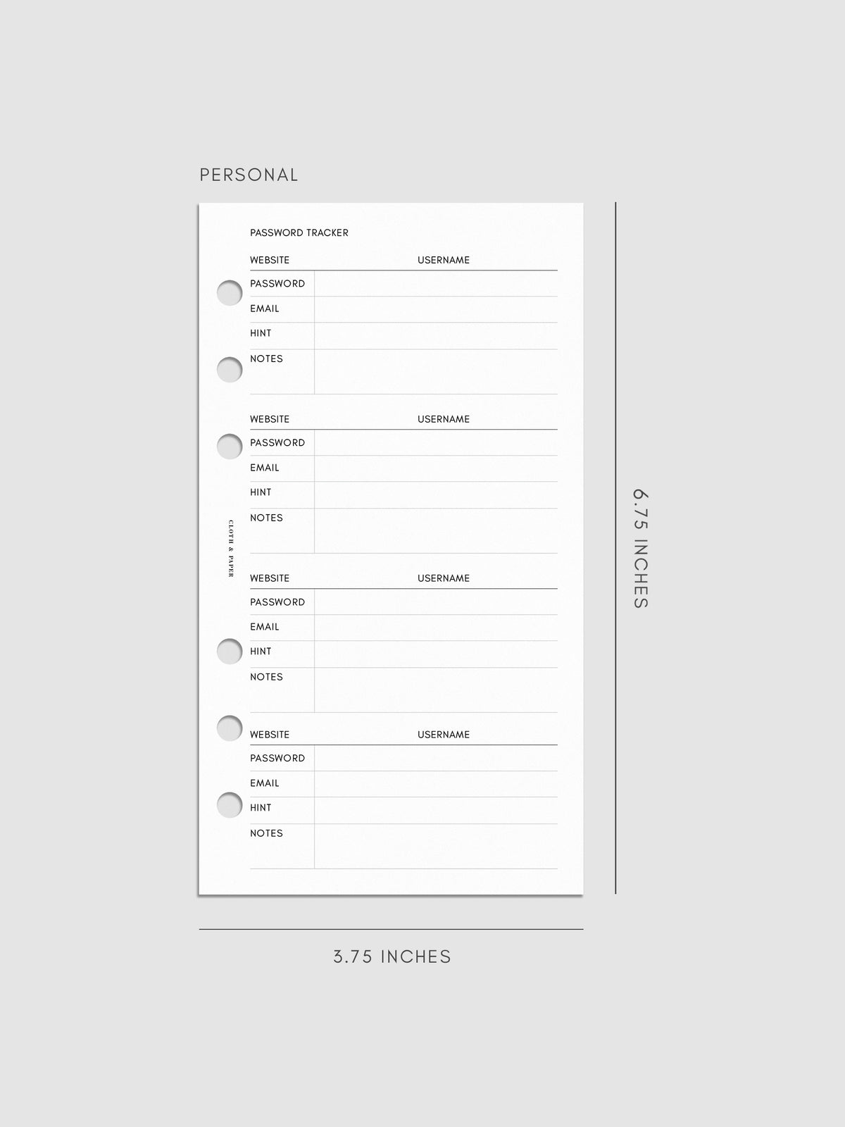 Digital mockup of insert in Personal.