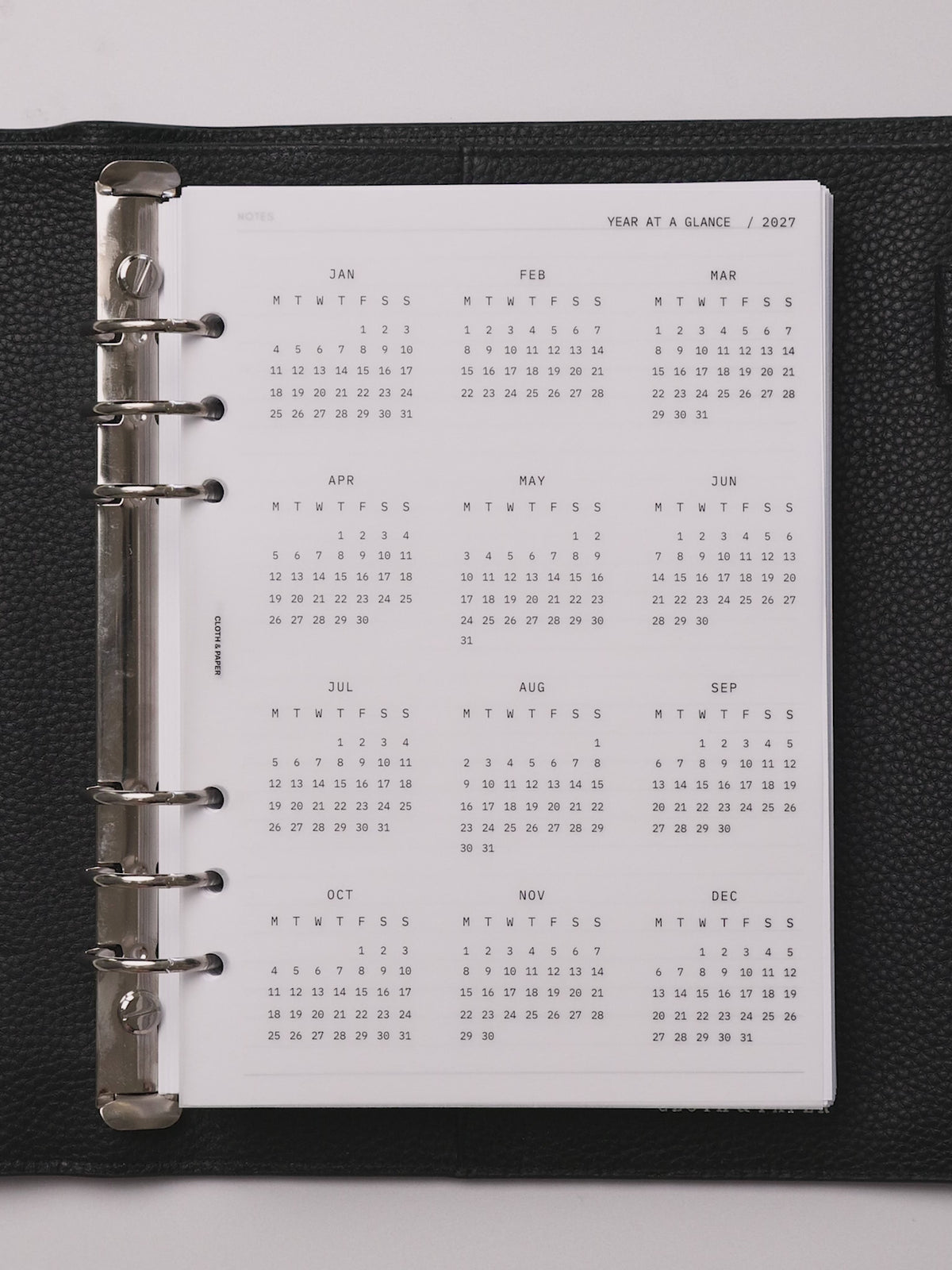 2027 Dated Year At A Glance Dashboard | Monday Start shown in use