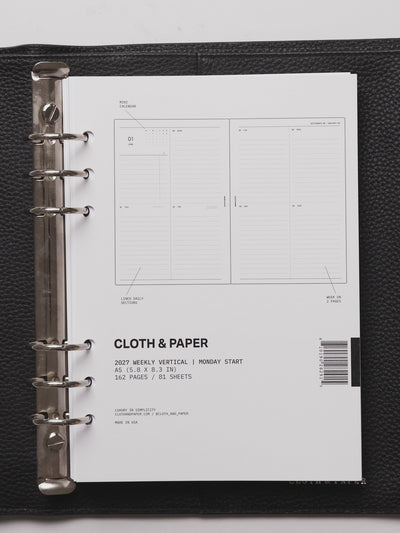 A planner flip through featuring the 2027 Dated Weekly Vertical Planner Inserts | Monday Start