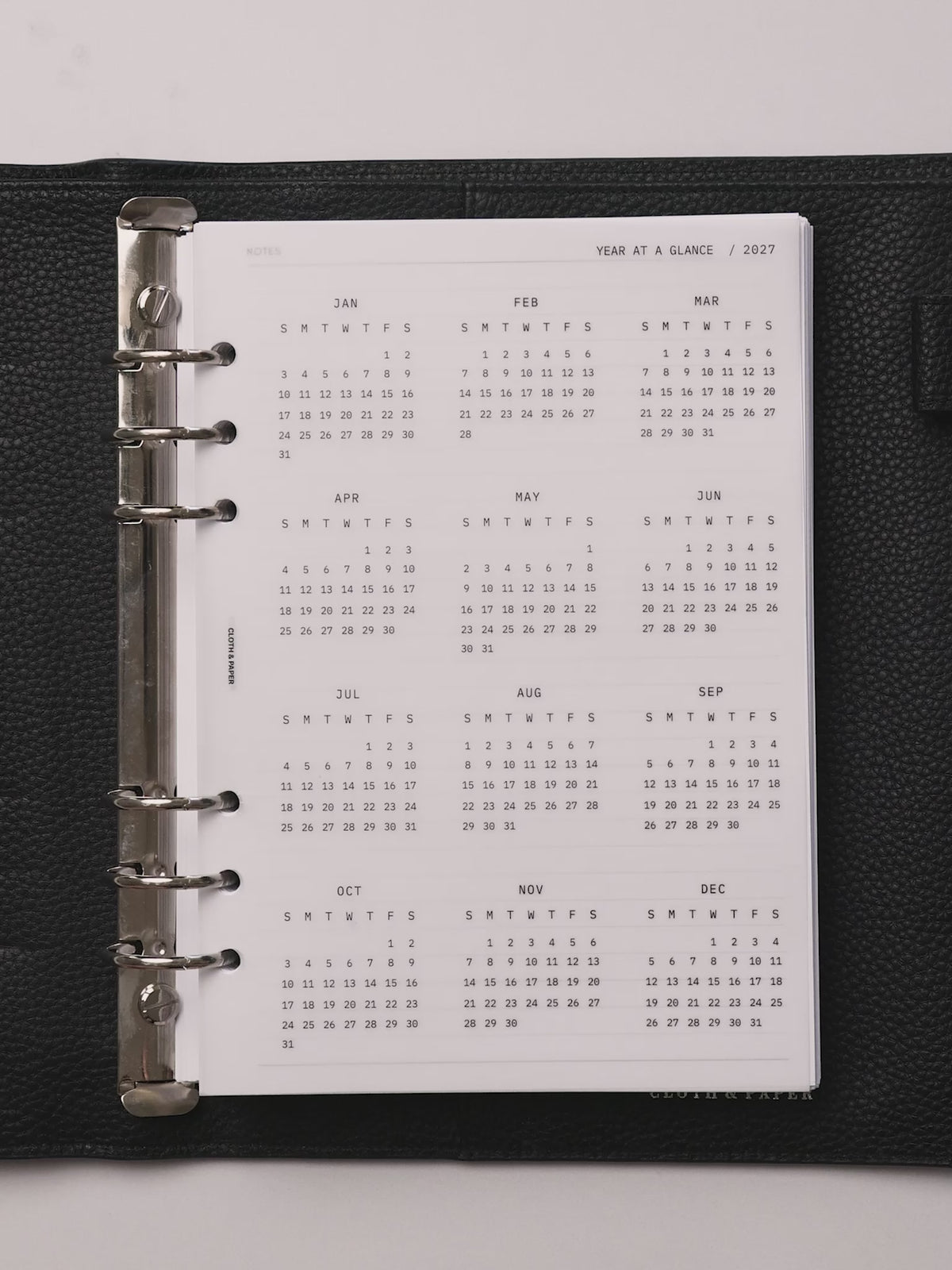 A planner flip through featuring 2027 Dated Year At A Glance Dashboard | Sunday Start