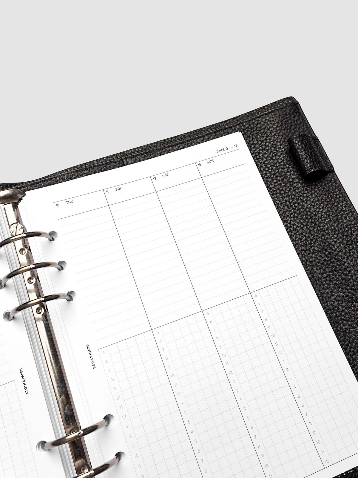 A5 6-Ring Punch right page detail showing lined section in a planner